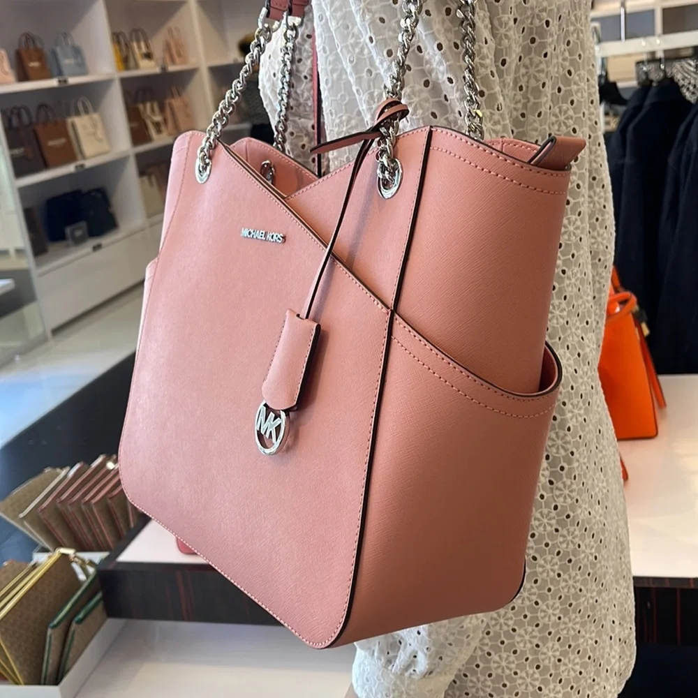 MICHAEL KORS Jet Set Large X Chain Saffiano Leather Shoulder Tote PRIMROSE NWT